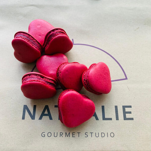 Medley of Heart Macarons - Raspberry I Violet & Black Currant I Chocolate