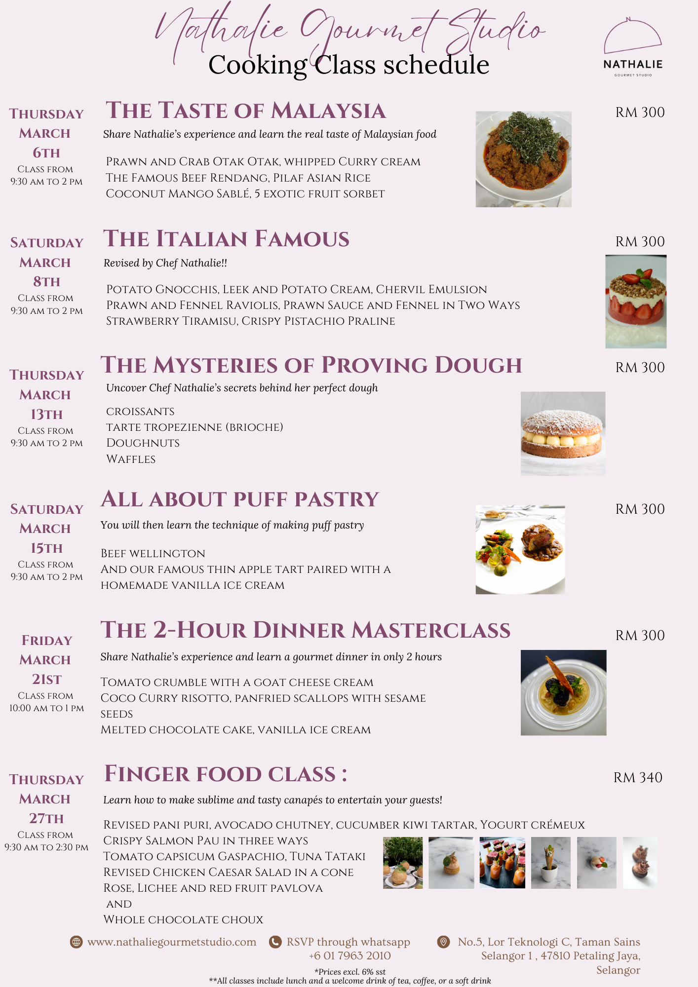 EOY Nathalie Gourmet Studio Menu Flyer