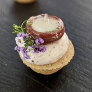 Rosemary and thyme financier, Lobster, Sichuan pepper cremeux and Rosemary apricot gel